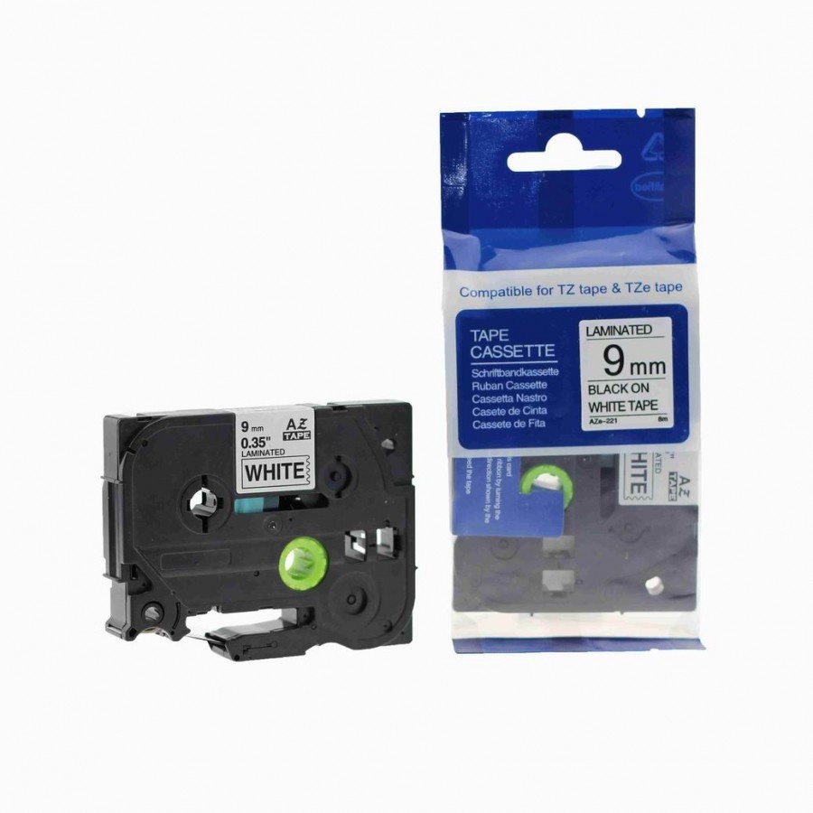 Compatible Brother TZ-221 P-Touch Black On White Label Tape 9mm x 8m TZe-221