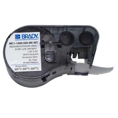 Brady MC1-1000-595-BK-WT / 131606, slef-adhesive tape 25.40 mm x 7.62 m