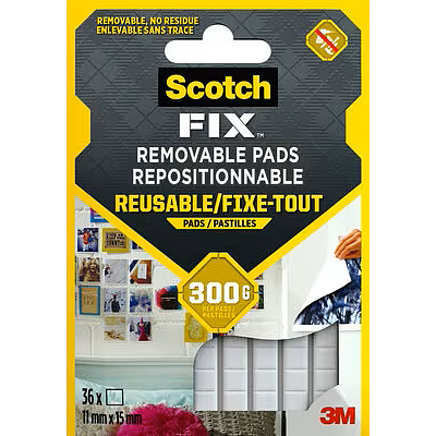 3M Scotch-FIX Snímatelné polštářky, lepící plastelína ve čtverečcích, platíčko 6 cm x 9 cm