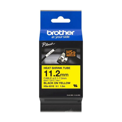 Brother HSe-631E Pro Tape, 11.2 mm x 1.5 m, black text / yellow tape , original tape