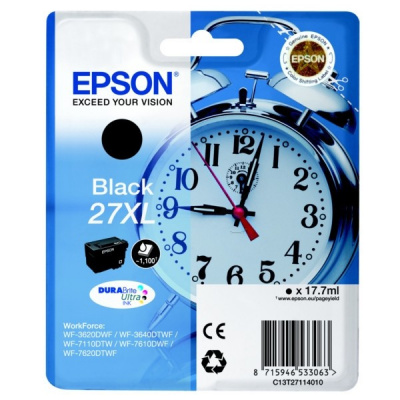 Epson T27114012, 27XL black original ink cartridge