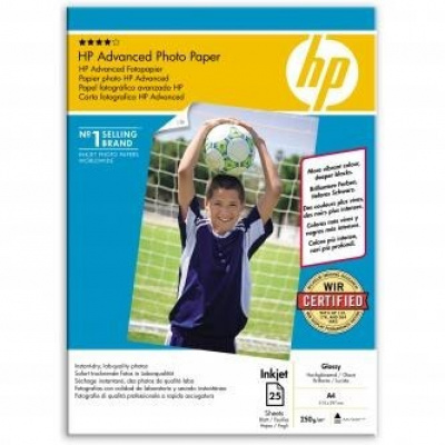 HP Advanced Glossy Photo Paper Q5456A, 250 g/m2, A4, 25pcs, glossy, white, photo paper