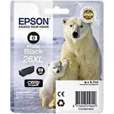 Epson T26314012, T263140, 26XL photo black original ink cartridge