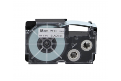 Casio XR-18WE1, 18mm x 8m, black text/white tape, original tape