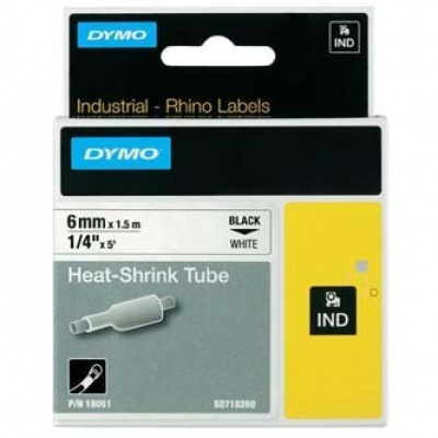 Dymo Rhino 18051, S0718260, 6mm x 1,5m black text / white tape, original tape
