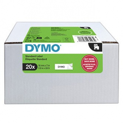 Dymo D1 2231632, 12mm x 7m, black text / white tape, original tape, 20pcs