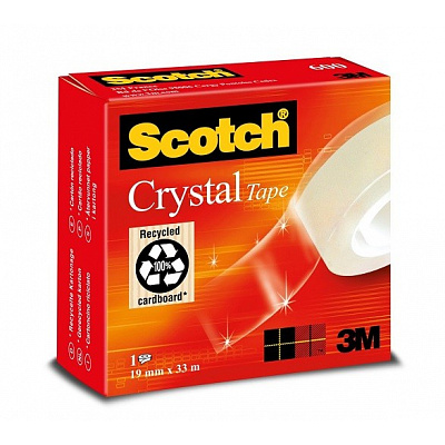 3M 600 Scotch Crystal Tape Clear Tape, 19 mm x 33 m