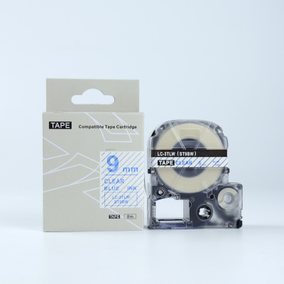 Epson LK-3TLN, ST9BW, 9mm x 9m, blue text / clear tape, compatible tape