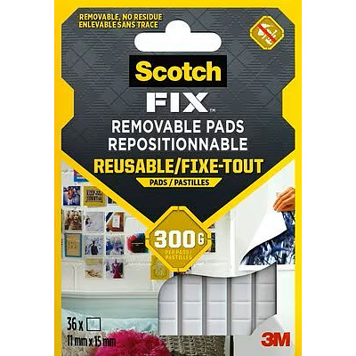 3M Scotch-FIX Removable Pads, adhesive putty in squares, blister card 6 cm x 9 cm