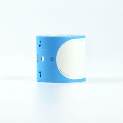 Compatible label rolls for Brother PT-W260BU, 35mm x 260mm, 100pcs, black text / blue tape, wristband