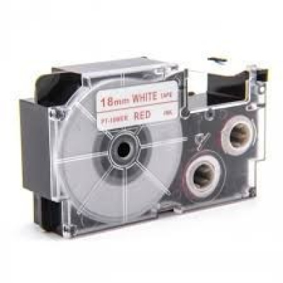 Casio XR-18WER 18mm x 8m red / white, compatible tape