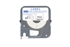 Max LM-309W, 9mm x 8m, white compatible tape