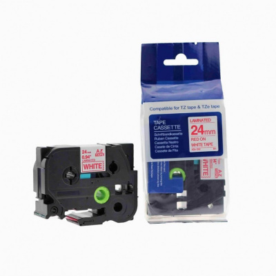 Compatible tape Brother TZ-252 / TZe-252, 24mm x 8m, red text / white tape