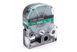 Epson LC-SD9GW, 9mm x 8m, white text / green tape, compatible tape