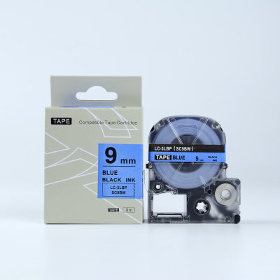 Epson LTS9BW, 9mm x 5m, blue text / white tape, compatible tape