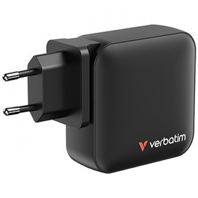 Verbatim GaN 32216, travel mains charger USB 3.0, USB C, grey, 165 W, interchangeable forks C,G,A