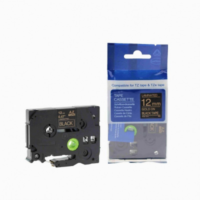 Compatible tape Brother TZ-334 / TZe-334, 12mm x 8m, gold text / black tape