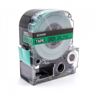 Epson LK-SC24GW, 24mm x 9m, black text / green tape, compatible tape