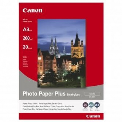 Canon Photo Paper Plus Semi-Glossy 1686B026, 260 g/m2, A3, 20pcs, semi-gloss, satin, white, photo paper