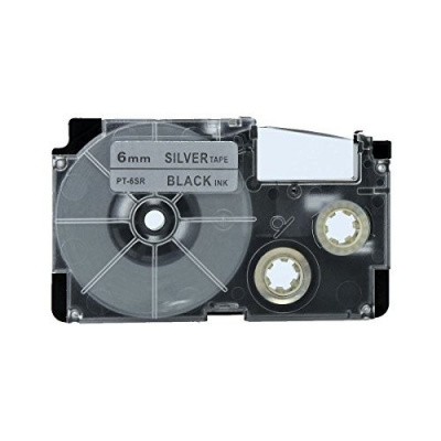 Casio XR-6SR1 6mm x 8m black / silver, compatible tape