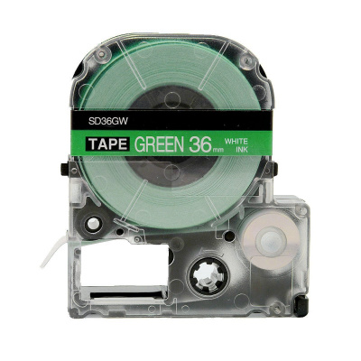 Epson LC-7GWV, SD36GW, 36mm x 8m, white text / green tape, compatible tape