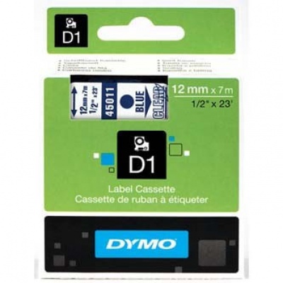 Dymo D1 45011, S0720510, 12mm x 7m blue text / clear tape, original tape