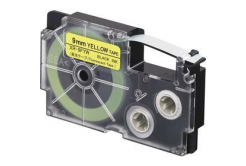 Casio XR-9FYW , 9mm x 8m, black text / signal yellow tape, compatible tape