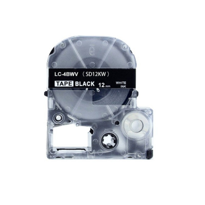 Epson LC-SD12KW, 12mm x 8m, white text / black tape, compatible tape