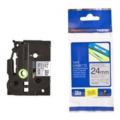 Brother TZ-M951/TZe-M951, 24mm x 8m, black text / silver tape, original tape