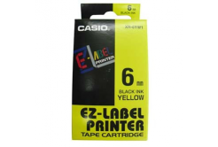Casio XR-6YW1, 6mm x 8m, black text/yellow tape, original tape