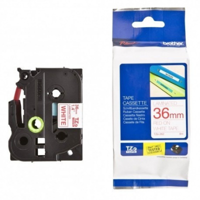 Brother TZ-262 / TZe-262, 36mm x 8m, red text / white tape, original tape