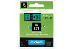 Dymo D1 40919, S0720740, 9mm x 7m black text / green tape, original tape