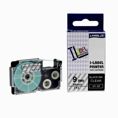 Casio XR-9X1, 9mm x 8m black / clear, compatible tape
