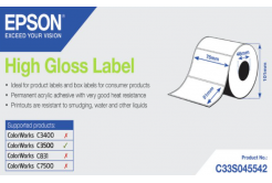 Epson C33S045542 High Gloss, for ColorWorks, 76x51mm, 610pcs, white self-adhesive labels