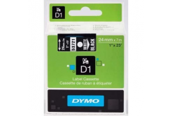 Dymo D1 53721, S0721010 , 24mm x 7m white text / black tape, original tape
