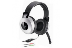 Genius HS-05A, headphones with microphone, volume control, black-silver, 2x 3.5 mm jack