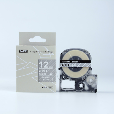 Epson LK-4TWN, ST12SW, C53S654013, 12mm x 9m, white text / clear tape, compatible tape