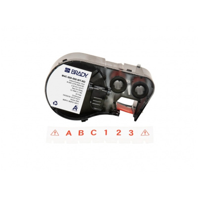 Brady M4C-500-595-WT-RD / 170819, 12.70 mm x 7.62 m, Vinyl, red text / white tape
