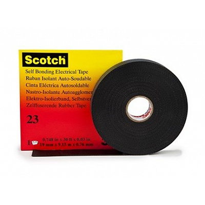 3M 23 Scotch Self-Fusing Electrical Insulating Tape, black, 19 mm x 9.1 m