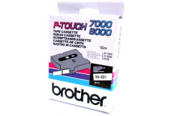 Brother TX-221, 9mm x 8m, black text / white tape, original tape