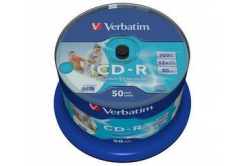 VERBATIM CD-R(50-Pack)Spindle/Inkjet Printable/52x/700MB / Non ID Branded