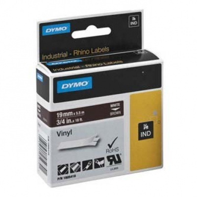 Dymo Rhino 1805418, 19mm x 5,5m, white text/brown tape, original tape