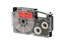 Casio XR-9RD1, 9mm x 8m, black text/red tape, original tape