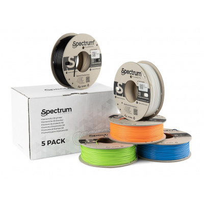 Spectrum 80747 3D filament, Premium PLA, 1,75mm, 5x250g, Mix Polar white, Deep black, Lion orange, Pacific Blue, Lime green