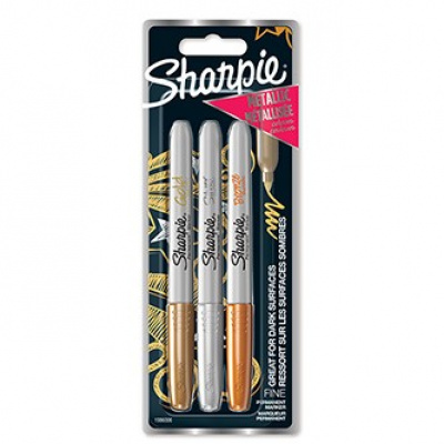Sharpie 1986006, marker Metallic, mix of colours, 3pcs, 1.4mm, permanent