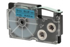 Casio XR-9BU1, 9mm x 8m, black text/blue tape, original tape