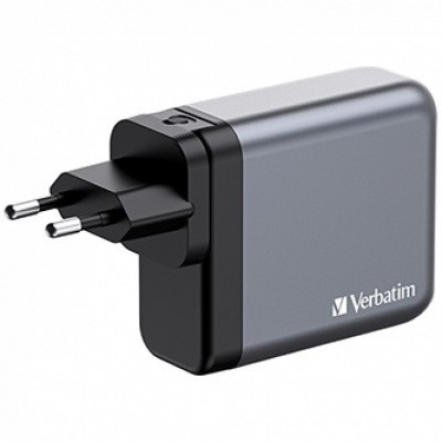 Verbatim GaN 32203, travel mains charger, USB 3.0, USB C, grey, 140 W, interchangeable forks C,G,A