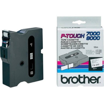 Brother TX-241, 18mm x 15m, black text / white tape, original tape
