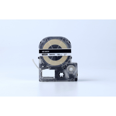 Epson SE18KW, 18mm x 8m, black text / white tape, security, compatible tape