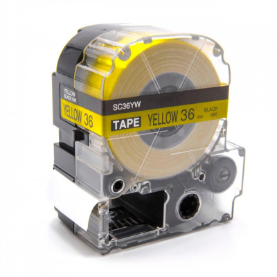 Epson LK-SC36YW, 36mm x 9m, black text / yellow tape, compatible tape